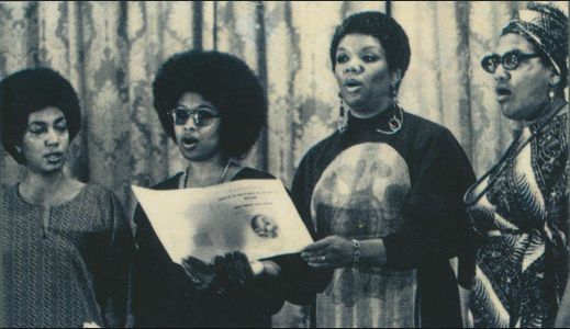 June Jordan, Alice Walker, Lucille Clifton, and Audre Lorde at the Phillis Wheatley Poetry Festival in 1979.